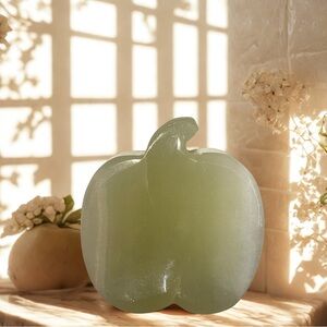Green Onyx Apple Shaped Dish | Polished Stone Trinket Bowl | Charging Dish | 77g